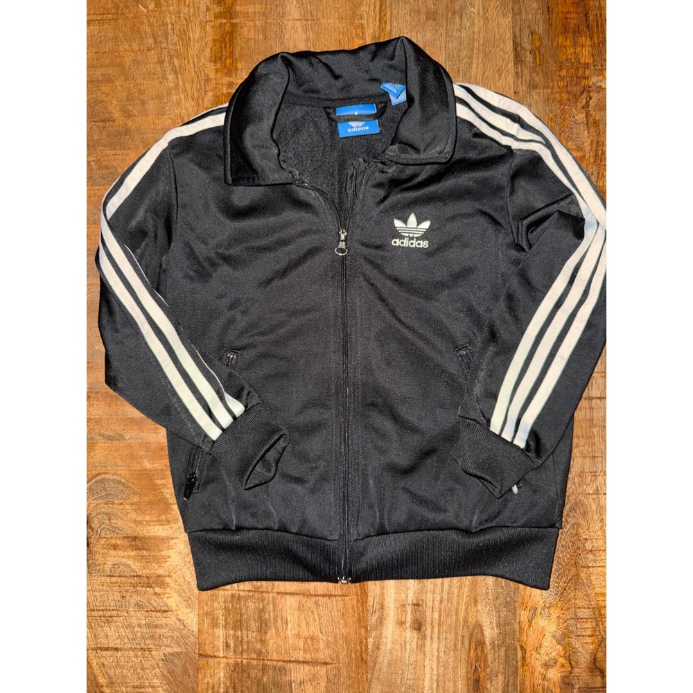 Adidas Originals Kids Black White Trefoil Track Jacket Full Zip 3-4Y 4T